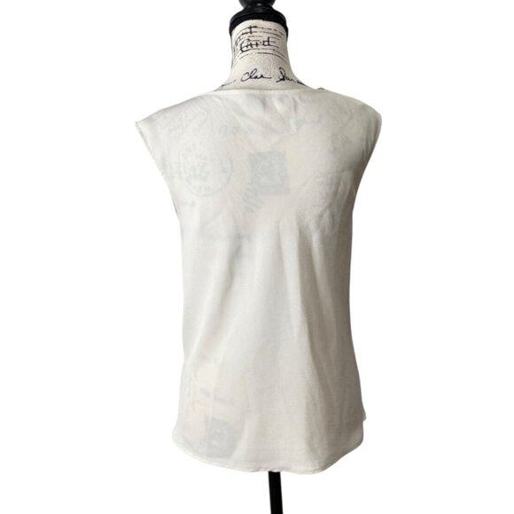 M.M. Lafleur New York Womens Top Ivory Sleeveless Cowl Neck Blouse Office Size S - Picture 3 of 7